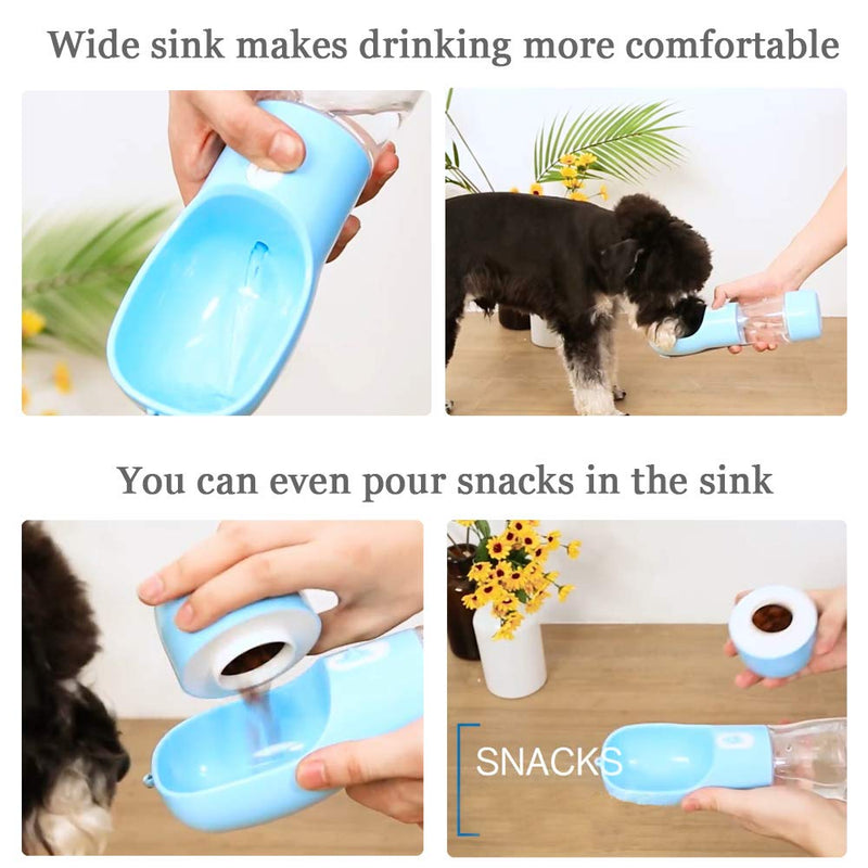 MAOCG Dog Water Bottle for Walking, Multifunctional and Portable Dog Travel Water Dispenser with Food Container,Detachable Design Combo Cup for Drinking and Eating,Suitable for Cats and Puppy Blue - PawsPlanet Australia