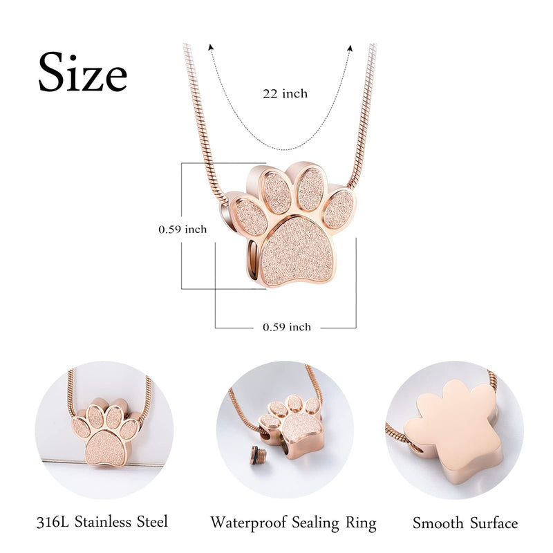 zeqingjw Pet Cremation Jewelry for Ashes Pendant Paw Print Pet Heart Urn Necklace Memorial Keepsake Jewelry for Pet/Dog's/Cat's Ashes 1-Rose Gold - PawsPlanet Australia