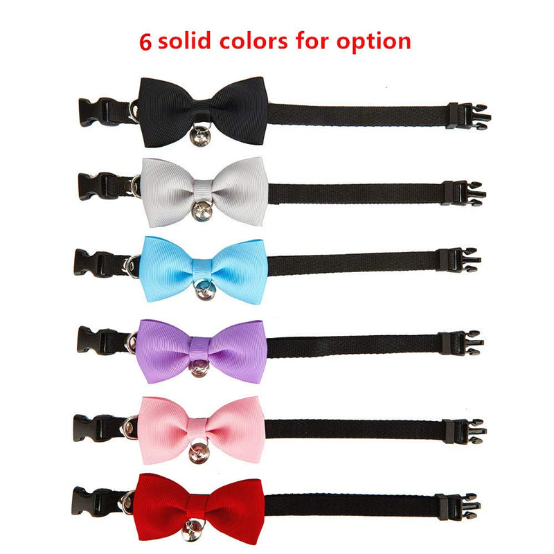 Olahibi Classic Solid Color Series Cat Collar with Handmade Bowtie for Cats and Small Dogs(S, Grey) S - PawsPlanet Australia