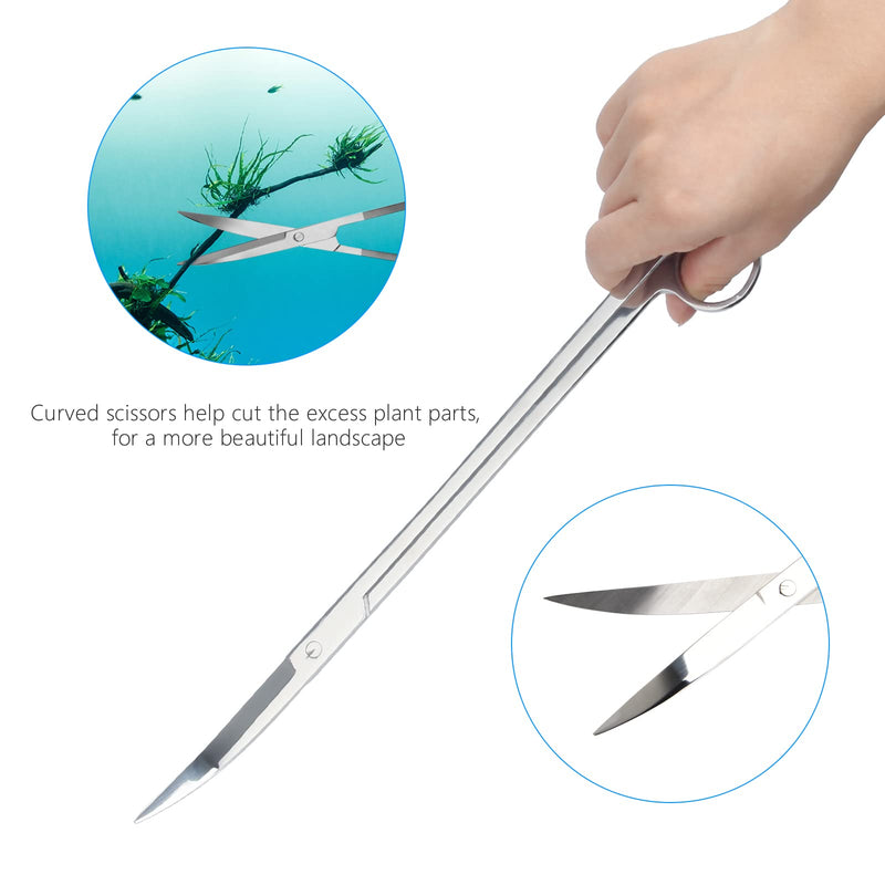 Liveek Aquarium Aquascape Tools Kit 15 inch, 4 in 1 Anti-Rust Aquatic Plant Aquascaping Tool Stainless Steel Silver Tweezers Scissors Spatula for Aquarium Tank Clean Fish Tank Aquascape Tool Set 15in Black - PawsPlanet Australia