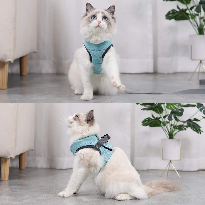 Wooruy Cat Harness and Leash Set for Walking 360° wrap-Around Small Cat and Dog Harness Cushioning and Anti-Escape Suitable for Puppies Rabbits with Cationic Fabric S Ai Green - PawsPlanet Australia