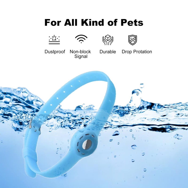 UMOPET Airtag Dog Collar Holder Airtag Cat Collar with 1 HD Protective Film 9-19.5inch Soft Silicone Dog Collars for Apple Airtag on Cats Small Dogs Puppies Fluorescent Blue - PawsPlanet Australia