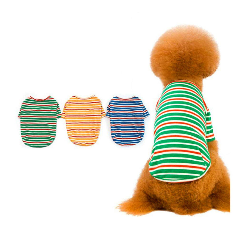 Berocia Cat Puppy Dog T-Shirt Clothes Cottom Pet Striped T Shirt Costumes Summer Stripes Outfit Dog Apparel Sun Protection Soft and Breathable for Small Medium Large Dogs Green XXL - PawsPlanet Australia