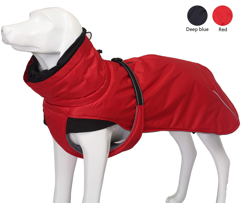 babepet Dog Coats Waterproof, Dog Winter Coat with Chest Strap, Outdoor Dog Apparel with Adjustable Bands and Drawstring in winter - Red -L L(Back:45cm) - PawsPlanet Australia