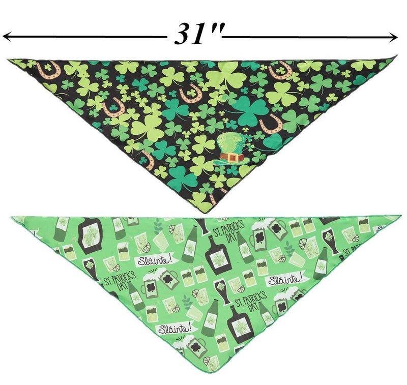 [Australia] - BoomBone 2 Pack St Patricks Day Dog Bandana,Triangle Bibs Pet Scarf for Medium to Large Dogs L 