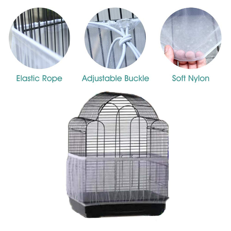 [Australia] - Bird Cage Seed Catcher Seeds Guard Parrot Nylon Mesh Net Cover Stretchy Shell Skirt Traps Cage Basket Soft Airy，White 