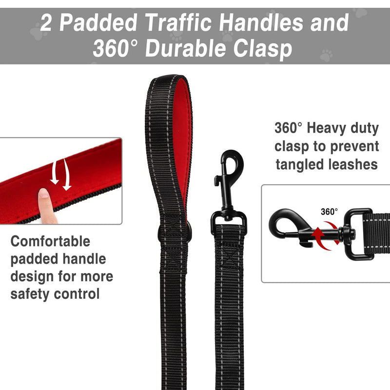 Kytely Heavy Duty Dog Leash with Traffic Padded Two Handles 5FT/4FT, Double Handle Dog Leash, Reflective Walking Lead for Large Medium Small Breed Dogs - PawsPlanet Australia