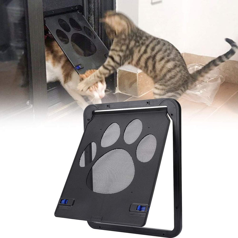 Zerodis Pet Cat Dog Screen Door, Magnetic Flap Screen Automatic Lockable Black Door with Dog Footprint Pattern (Black) - PawsPlanet Australia