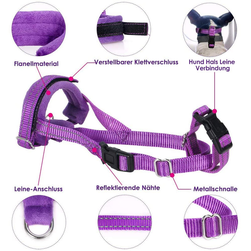 SlowTon Dog Muzzle Made of Nylon, Adjustable Loop Dog Muzzle, Soft Flannel Pad, Comfortable, Breathable, Safe, Quick Fit Muzzle for Small Medium Dogs Purple M - PawsPlanet Australia