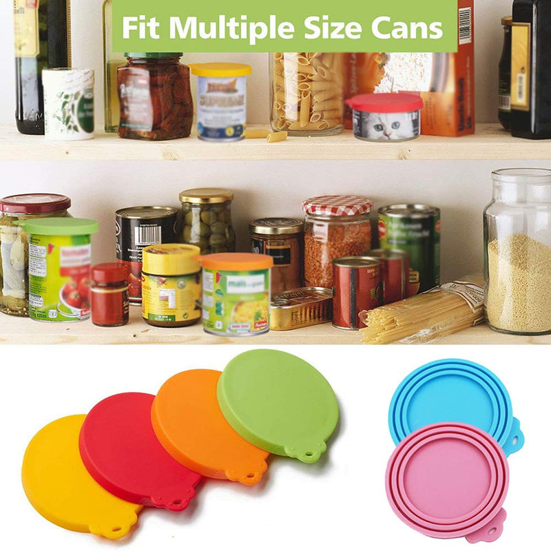 Set of 6 universal silicone can lids, silicone lid for can food, silicone covers for pet cans, dog and cat food, fits almost all food cans, 6 colours, dishwasher safe. - PawsPlanet Australia