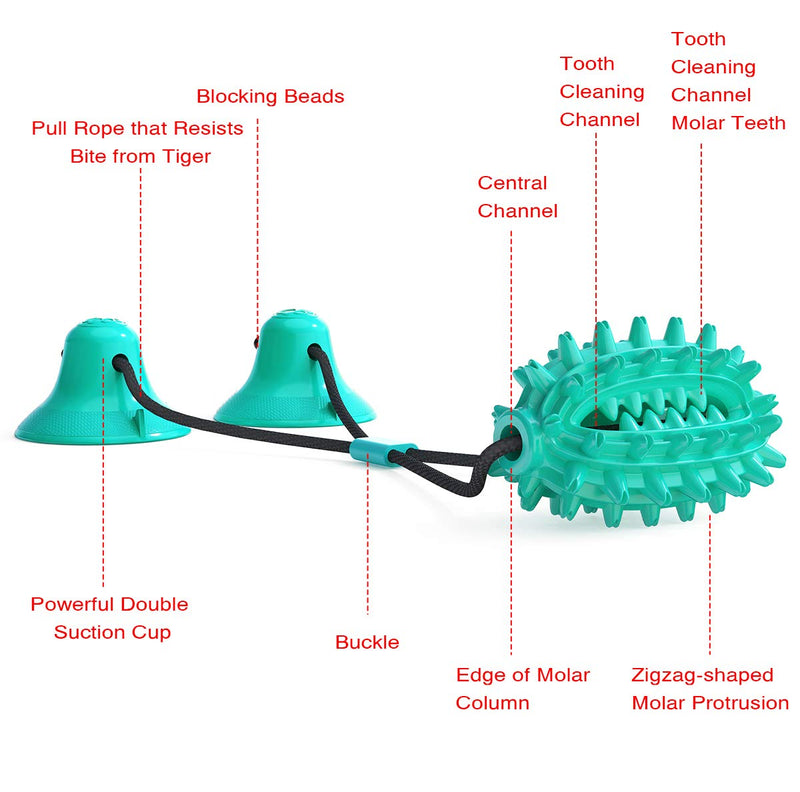 [Australia] - Aswinfon Suction Cup Dog Toy, Dog Rope Ball Pull Toy with Double Suction Cup Dog Toy, Rope Dog Chew Toys for Aggressive Chewers Teething Chew Toys Toothbrush Blue 