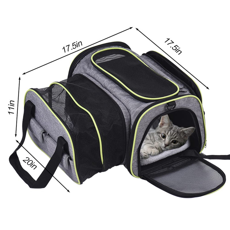 Sailosun Pet carrier, Expandable Travel Bag For Puppy Dogs Cats, Airline Approved Soft Sided Foldable with Wool Rugs for Plane/Car/Train Travel (45 * 44 * 28 cm) - PawsPlanet Australia