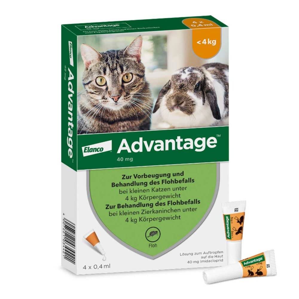 ADVANTAGE 40 mg solution for small cats/small ornamental rabbits 4X0.4 ml - PawsPlanet Australia