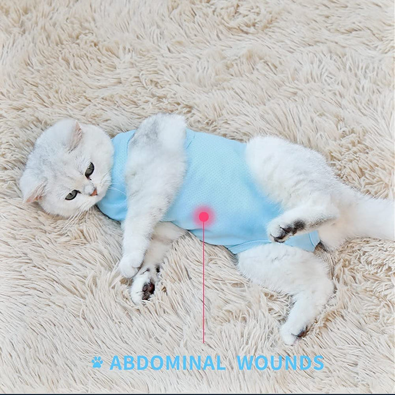 Cat Surgery Recovery Suit for Abdominal Wounds or Skin Diseases, Anti-Licking Cat Puppy Onesies After Surgery Wear, E-Collar Alternative, Post-Operative Pet Surgical Recovery Vest Shirt (S,Blue) S Blue - PawsPlanet Australia