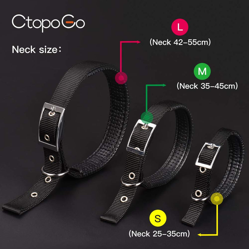 CtopoGo Dog Collar Comfy And Soft Adjustable Collar For Small/Medium/Large Dogs, Easy Buckle Design,Luxury Leather Dog Collar, Neck 12"-24" (M (Neck 40-50cm), Black) M (Neck 35-45cm) - PawsPlanet Australia