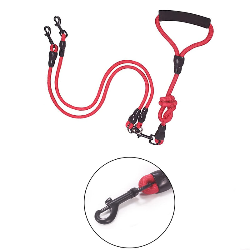 Dog training leash, dog training leash, adjustable, double dog leash, polyester, double leash, adjustable for small, medium-sized, walking, training and large dogs (red) - PawsPlanet Australia