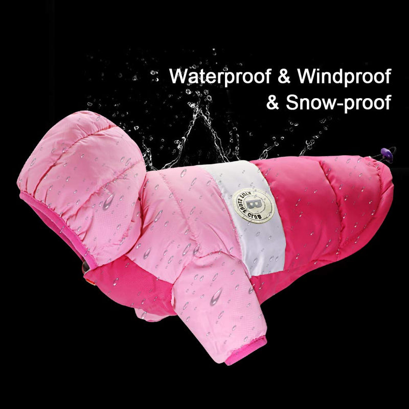 PET ARTIST Dog Winter Coat Hoodie Snowsuit Apparel with Leash Hole - Waterproof Windproof Hooded Dog Cold Weather Coat for Chihuahua,Yorkie,Poodles,Shih tzu,Mini Pinscher,2 Colors 4 Sizes 10#:Chest 13.5”(34cm),Back Length 9”(23cm) Pink/Rose - PawsPlanet Australia