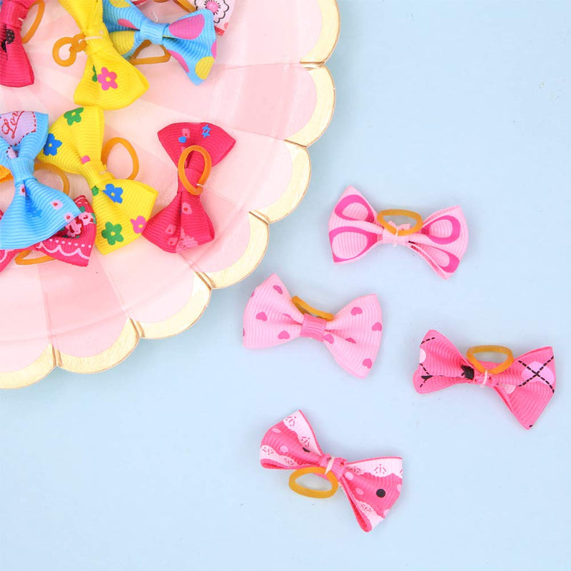 50 Pcs Assorted Dog Hair Bows with Elastic Rubber Bands,Cute Patterns Hair Grooming Accessories for Small Dog Cat Puppy - PawsPlanet Australia