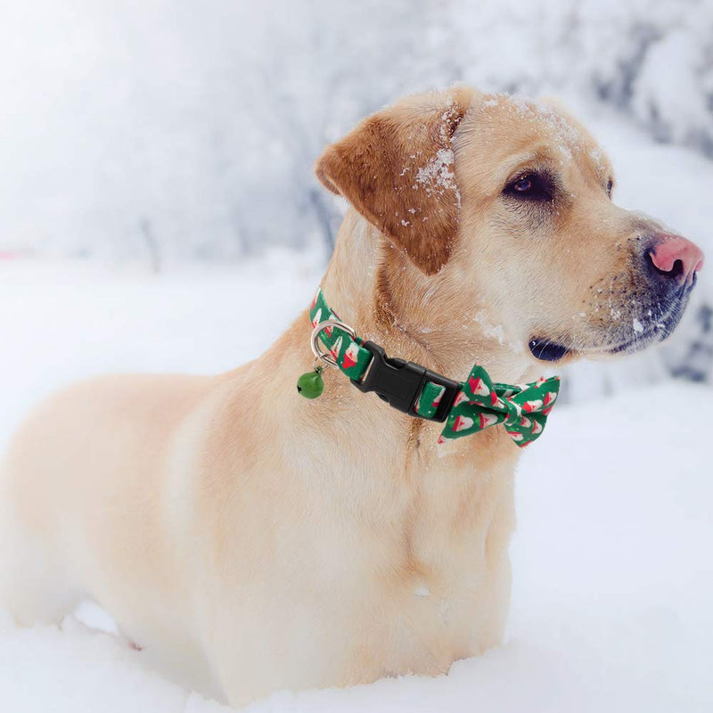 [Australia] - PAWCHIE Christmas Dog Collar with Bowtie and Bell, Comfortable Adjustable Collars Set for Small Medium Dogs, 2 Pack 