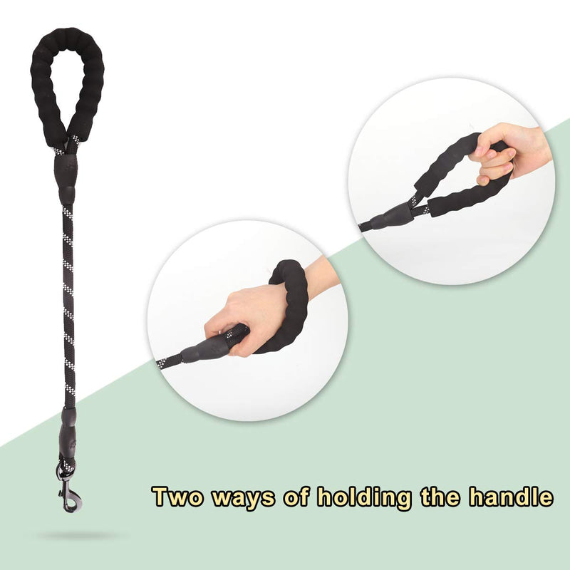 [Australia] - voopet 2 Feet Nylon Dog Leash, Strong Leash with Highly Reflective Threads for Medium Large Heavy Duty Dog Leads, Easy Control with Short Dog Leash for Climbing Training Walking and Guiding Blind Black 