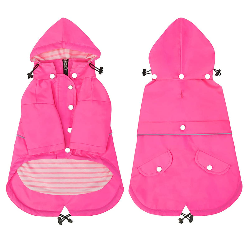 HDE Dog Raincoat Double Layer Zip Rain Jacket with Hood for Small to Large Dogs Pink - PawsPlanet Australia