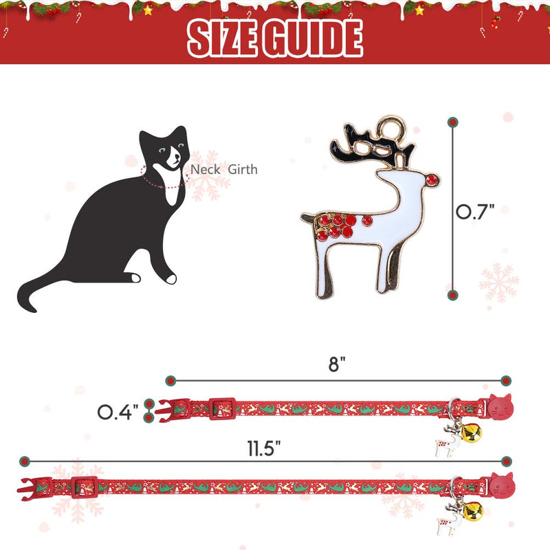 [Australia] - KOOLTAIL Cat Collar with Pendant 3 Packs - Christmas Pet Collars Glow in The Dark Golden Bell Patterns for Cats Small Dog 