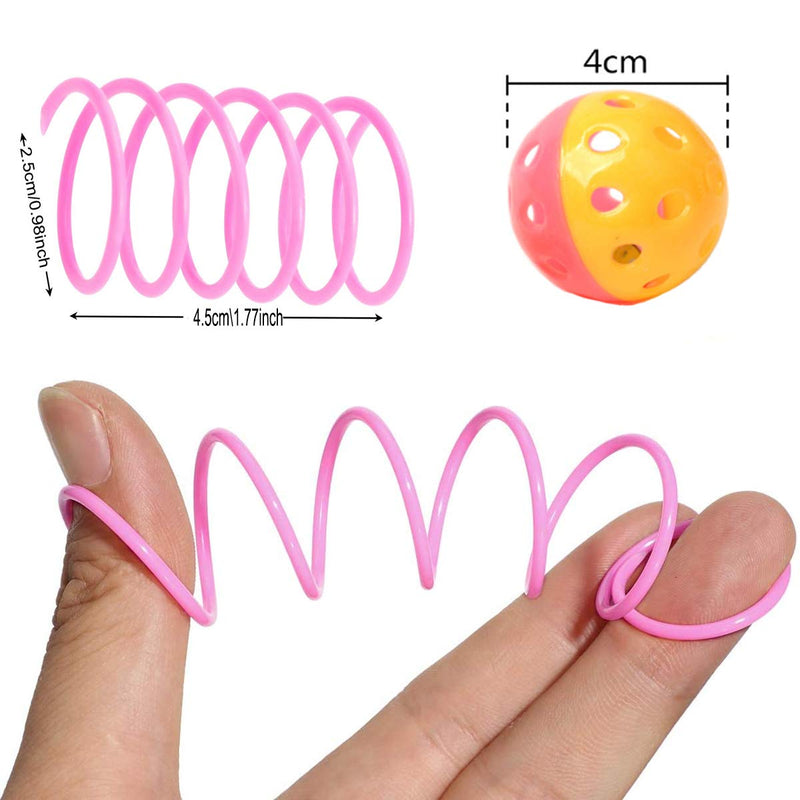 mengger 44 Pieces Colorful Spring Cat Plastic Coil Spiral Springs Interactive Toys with Jingle Balls bell for Cat Kitten Pets Novelty Gift - PawsPlanet Australia