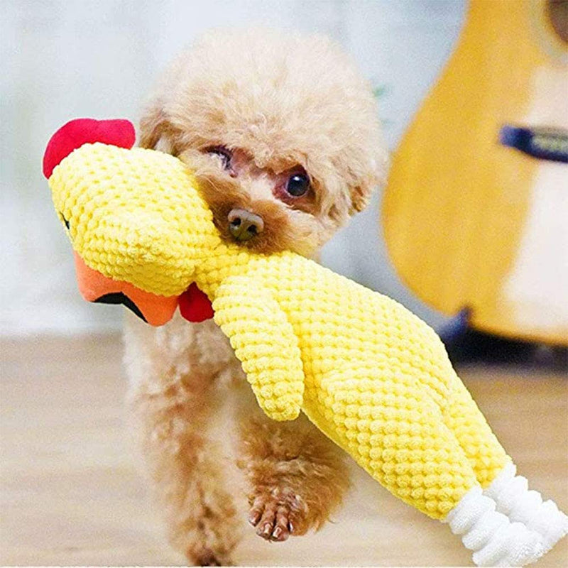 Amasawa Stuffed Dog Toy, Puppy Squeaky Dog Toys, Chicken Shape Plush Toy, Pet Chew Toys, for Large Small Medium Durable Plush Squeaker Dog Toys Yellow - PawsPlanet Australia