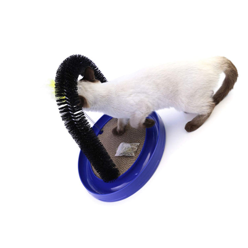 [Australia] - Donhouse Arch Cat Groom Self Grooming Cat Toy Cat Self Groomer, Massager and Cat Scratcher with Scratch Pad and Catnip,4 in 1 Interactive Kitten Toys for Training,Exercising,Playing Blue 