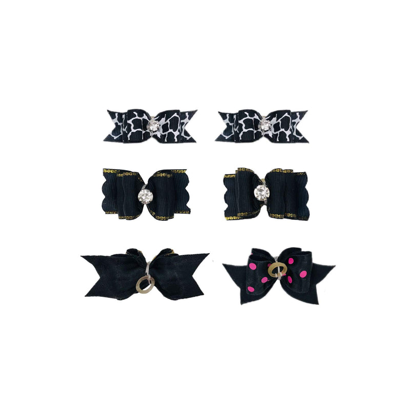 PET SHOW 10pairs Black Dog Hair Bows with Rubber Bands Puppy Hair Bows with Bling Rhinestone Bowknot Topknot Small Medium Doggies Cats Boy Girl Grooming Accessories Assorted - PawsPlanet Australia