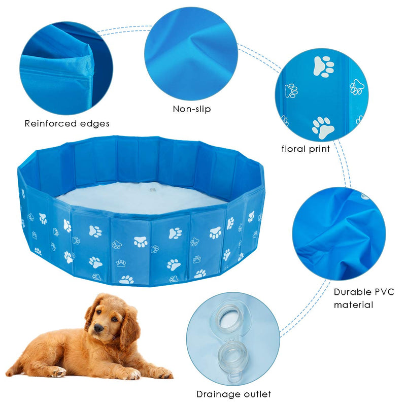 Josopa Dog Pool, Foldable Pet Bath Water Pool Outdoor Swimming Playing Pond Portable PVC Bathing Tub, Folding Kiddie Pool for Dogs Cats and Kids 80*20 A - PawsPlanet Australia