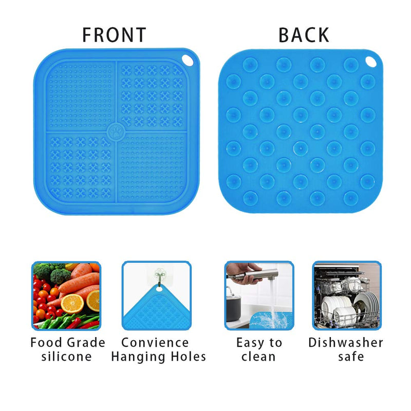 OTIME Lick Mat for Dogs with Suction Cups Dog Slow Feeder Dog Lick Mat Pet Mat Anxiety Relief Dog Cat Training Licking Mat for Food, Yogurt, Peanut, Butter (1pc Blue) - PawsPlanet Australia