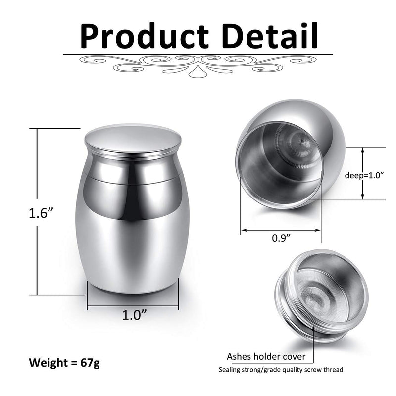 Jovivi Small Urns for Ashes Mum Pet,Silver Mini Memorial Cremation Urns Keepsake for Ashes Funeral Urn Jar Holder Container 11.3ml,High Grade Stainless Steel Bottle Shape - PawsPlanet Australia