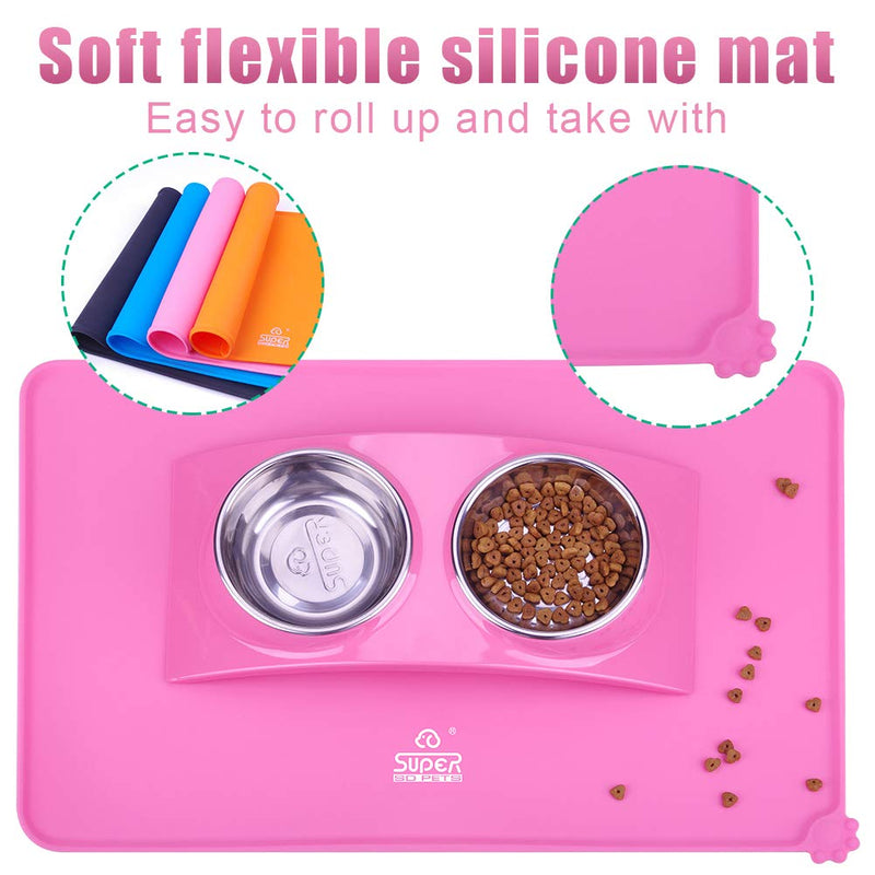 SUPER DESIGN SuperDesign Pet Feeding Mat Premium FDA Grade Silicone Waterproof Non Slip Dog Cat Bowl Placemat - PawsPlanet Australia