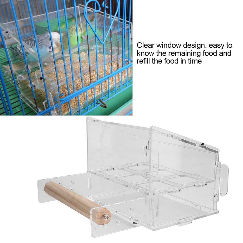 Bird Cage Feeders Automatic Parrot Seed Feeding Box Acrylic Birds Cage No Split Seed Feeder Parrot Automatic Food Feeding Station with Perch for Parakeet Canary Cockatiel Finch - PawsPlanet Australia