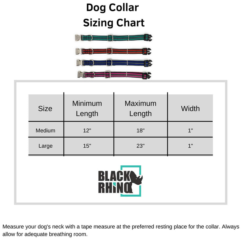 [Australia] - Black Rhino - The Hybrid Striped Dog Collar for Medium Large Breeds | Heavy Duty | Soft Padded Neoprene - Reflective & Adjustable - Matching Leashes Sold Separately Red Striped 