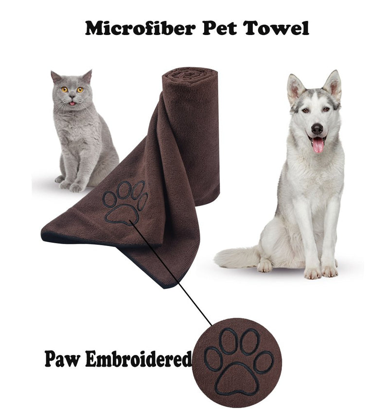 [Australia] - KinHwa Dog Towel Super Absorbent Pet Bath Towel Microfiber Dog Drying Towel for Small, Medium, Large Dogs and Cats 30inchx50inch Brown 