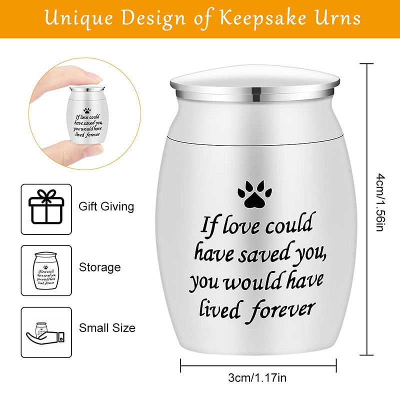 JIELISI Mini Dog Urns for Ashes Small Cremation Urns with a Small Spoon & Black Velvet Bag Decorative Stainless Steel Memorial Mini Keepsake Urns for Dogs Cats Ashes Holder (Silver) - PawsPlanet Australia