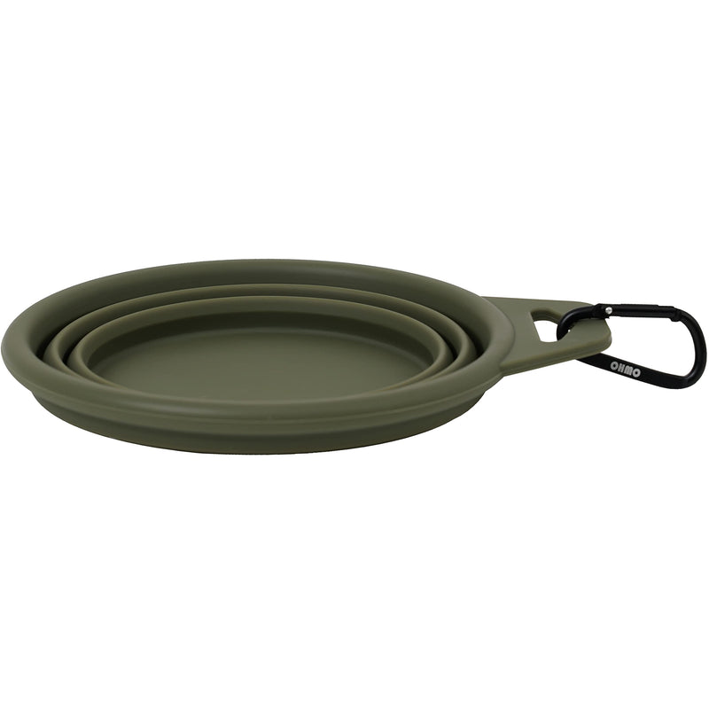 OHMO Collapsible Large Dog Bowl, 900ml, Portable Pet Feeding Bowl with Carabiner for Medium to Large Pets, Sturdy, Lightweight, Unique Designed, Great for Indoor Outdoor Travel (Camouflage Green) Camouflage Green - PawsPlanet Australia