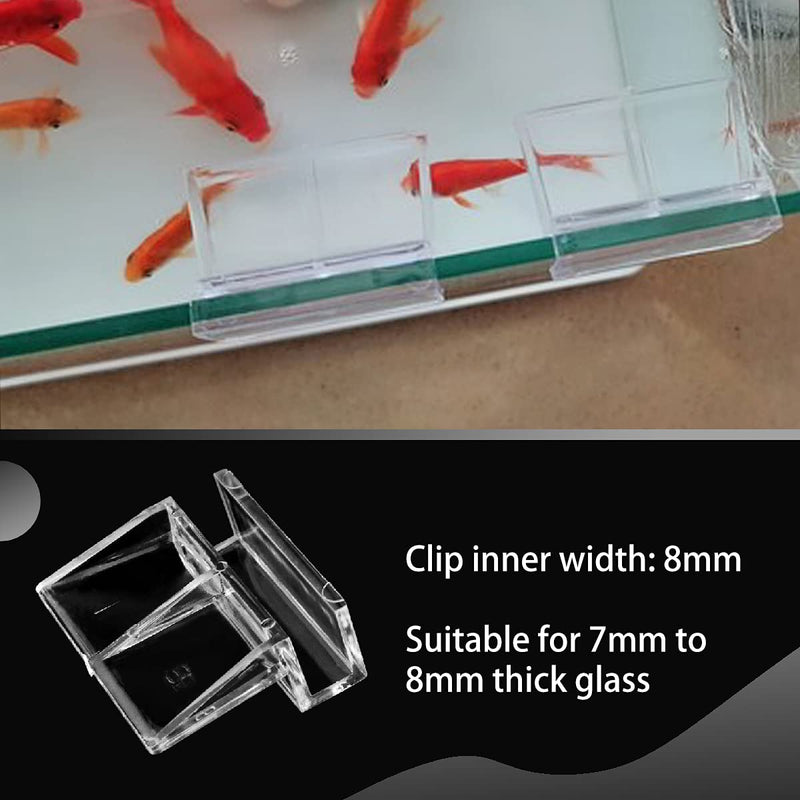 LEEFONE 16 PCS 8mm Acrylic Aquarium Cover Clip, Clear Fish Tank Glass Cover Clip Support Holder Universal Lid Clips for Rimless Aquariums - PawsPlanet Australia