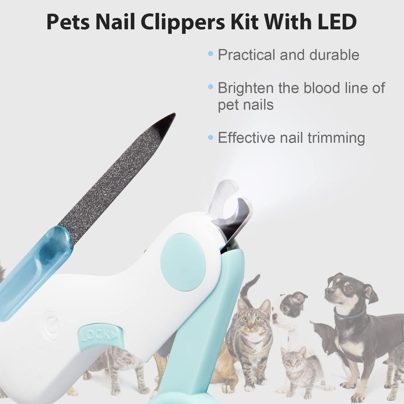 Dog Cat Nail Clippers & Trimmers with LED Lights and Safety Guards for Pet Claw Care Grooming and Avoid Over Cutting - Professional Pet Nail Trimmers Tool for Dogs Cats Rabbits Bird Puppy Kitten A-Green - PawsPlanet Australia