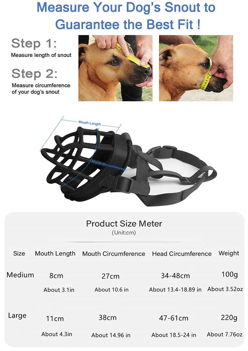 Dog Muzzle, Soft Silicone Basket Muzzle for Pet Dogs Mouth Cover Anti-Biting,Barking and Chewing for Medium and Large Dogs With Reflective Adjustable and Breathable Dog Mouth Cover - PawsPlanet Australia