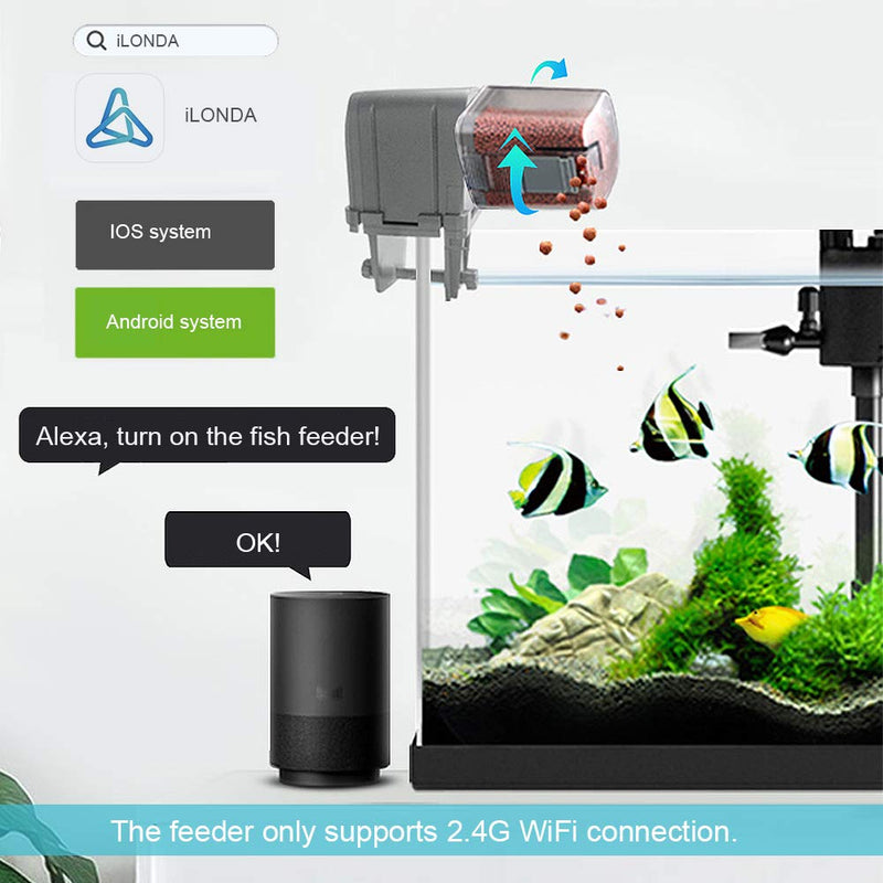 [Australia] - Decdeal Automatic Fish Feeder, Aquarium Tank Feeding Timer Fish Food Dispenser Adjustable Outlet, App Control Voice Control, Compatible with Alexa. 