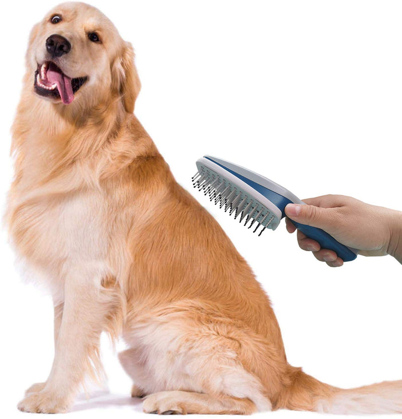 [Australia] - DotDotQ Ionic Pet Bath Brush for Dogs Grooming Cats Soft Tool for Sensitive Skin Removes Dander, Dirt, and Detangles Deshedding Comb Blue 