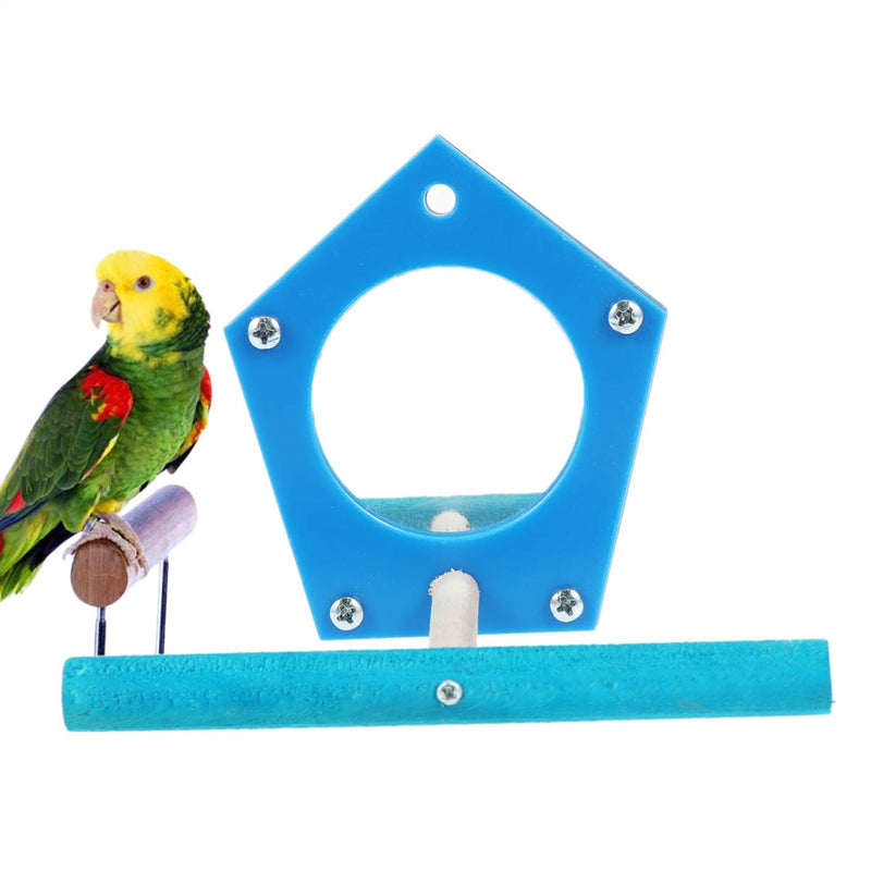 Bird Mirror Perch Toys Wodden Hanging Bird Cage Stand Parrot Playground for Small Birds (Random Color) - PawsPlanet Australia