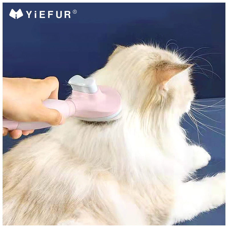 YiEFUR Cat Brush for Shedding and Grooming, Self Cleaning Slicker Brush Pet Comb with Soft Silicone Handle Pink - PawsPlanet Australia