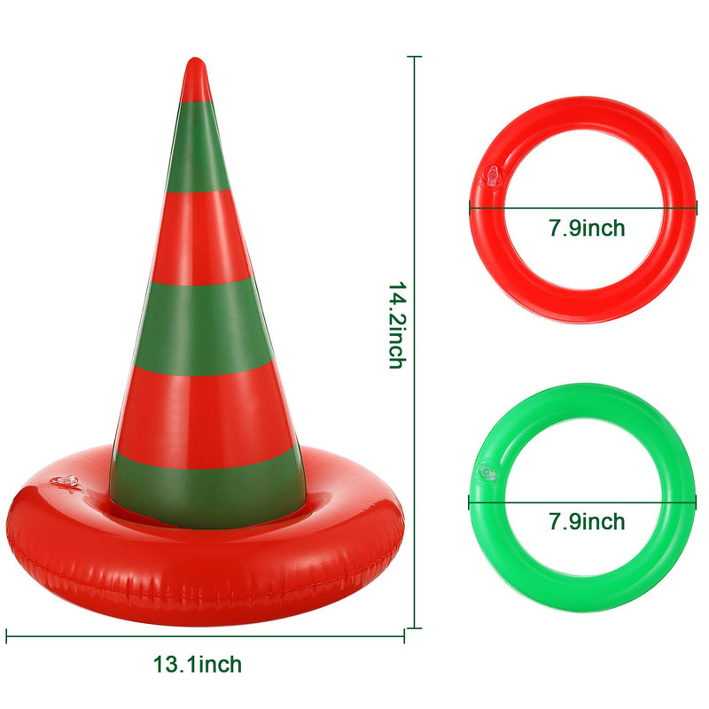 10 Pieces Christmas Inflatable Ring Toss Game, Includes 2 Pieces Inflatable Witch Hat 8 Pieces Inflatable Ring, Hat Ring Toss Game Set for Christmas Party Decoration Supplies Accessories - PawsPlanet Australia