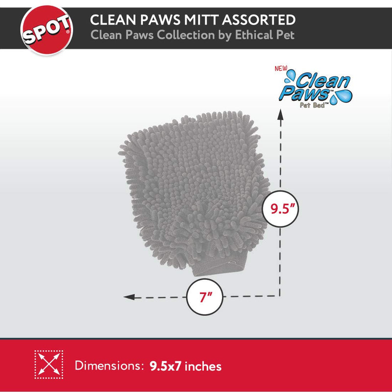 Clean Paws - Chenille Microfiber Dog Towel Mit - 9.5X7 Inches/Attractive, Durable, Super Absorbent, Washable. by Ethical Pets - PawsPlanet Australia