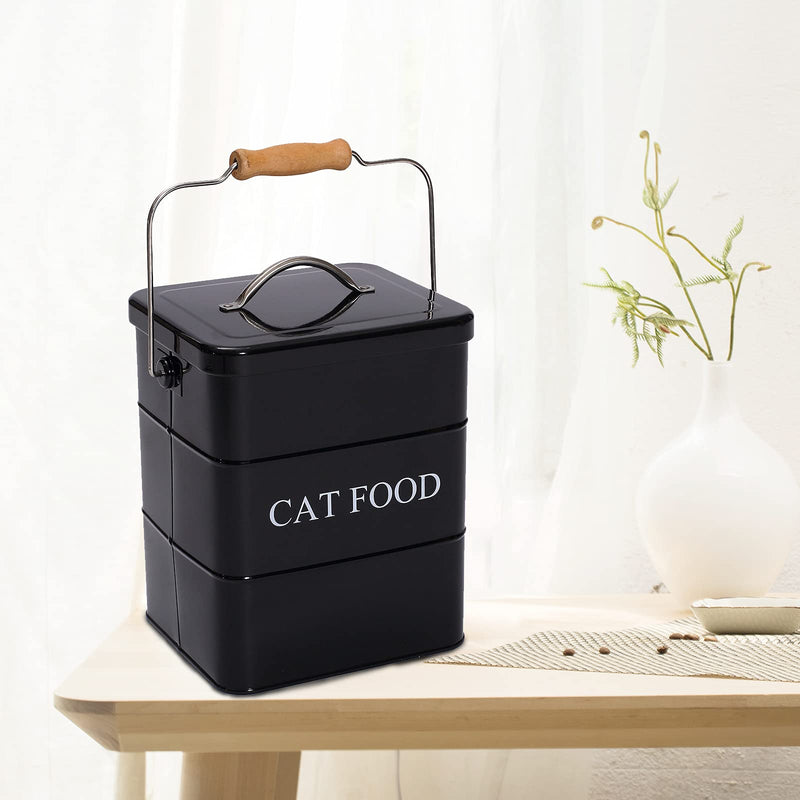 Geyecete Cat Treats tin and cat Food Storage Tin with Lid and with Spoon-Cat Food-Black - PawsPlanet Australia