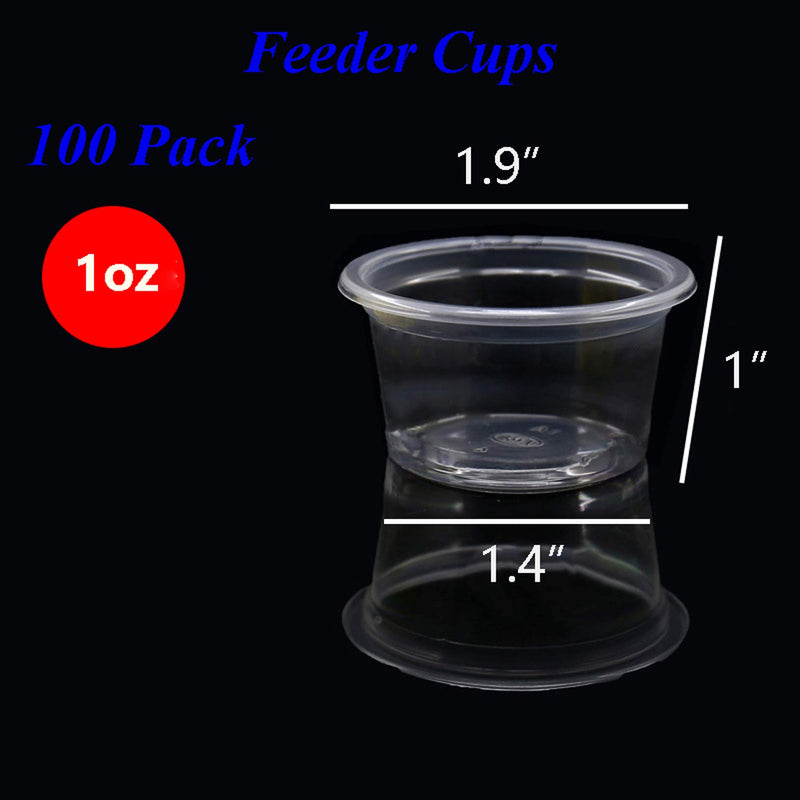 [Australia] - Fuongee Small Gecko Food and Water Cups Plastic Feeder Cups, 100 Pack Feeding Bowls for Gecko Lizard and Other Small Pet, Capacity 1 oz 
